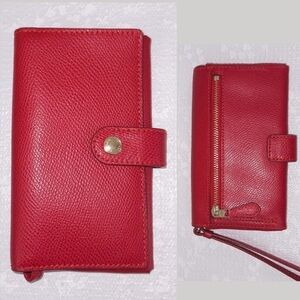 COACH Crossgrain Leather Phone Clutch Wristlet